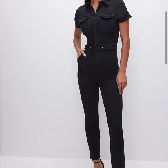 Black Good American Denim Jumpsuit - Picture 1 of 3